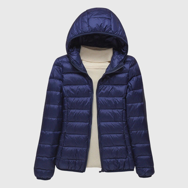 Effortless Quilted Puffer Jacket for Women with Hooded Long Sleeve Zip Front Lightweight Casual Style