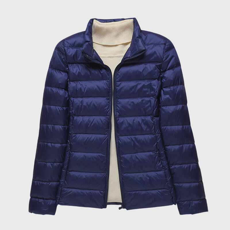 Effortless Quilted Puffer Jacket for Women with Hooded Long Sleeve Zip Front Lightweight Casual Style