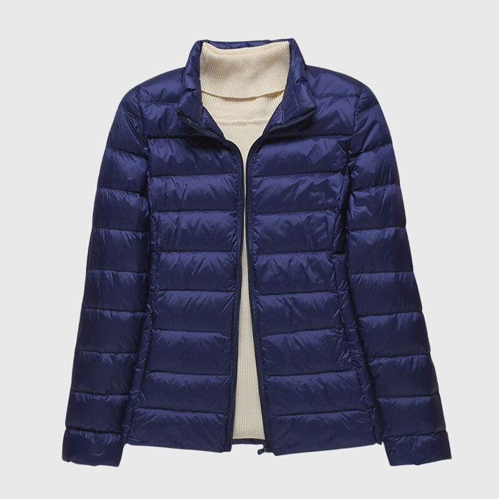 Effortless Quilted Puffer Jacket for Women with Hooded Long Sleeve Zip Front Lightweight Casual Style