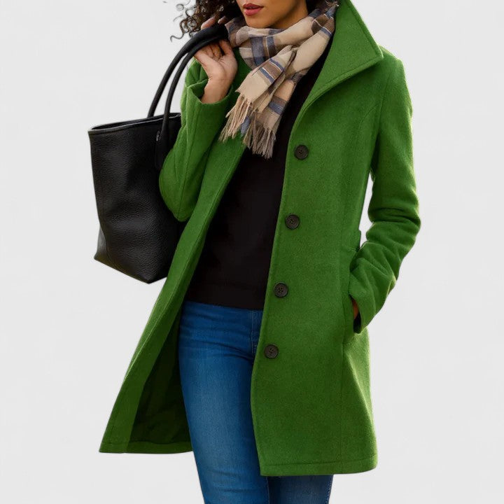 Effortless Wool Coat for Women with Lapel Collar Long Sleeve Single Breasted Relaxed Style