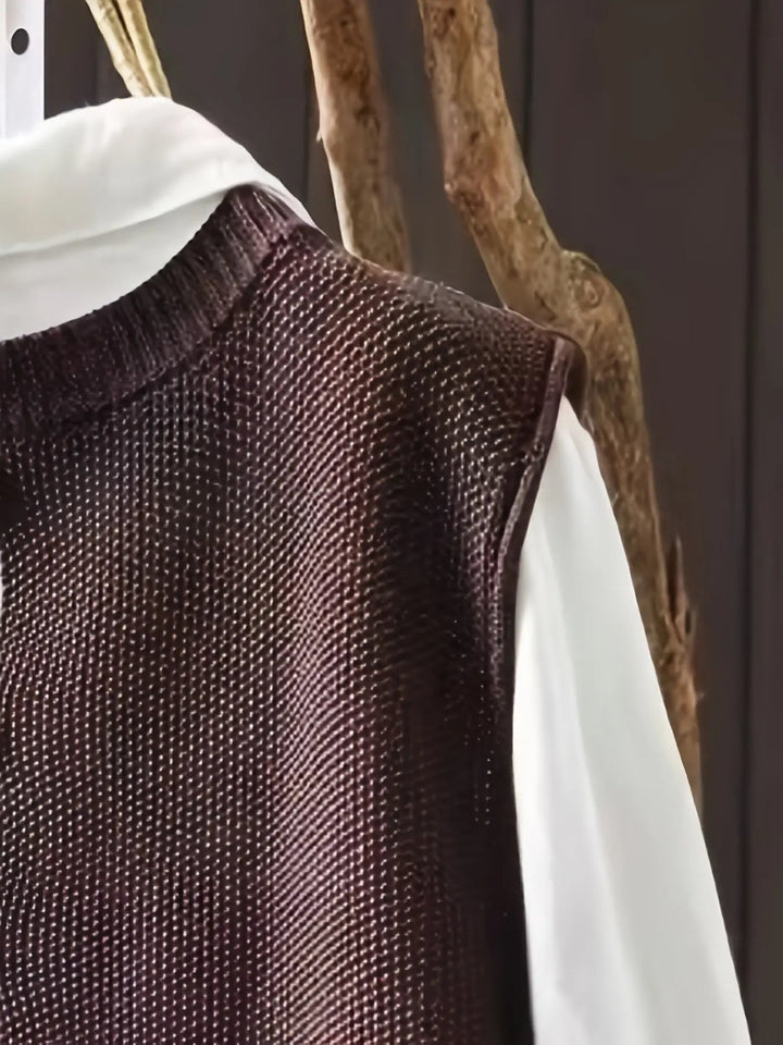 Comfortable Sweater Vest for Women with Round Neck Sleeveless Button Back Relaxed Oversized Knit Style