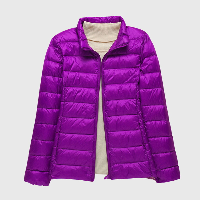 Effortless Quilted Puffer Jacket for Women with Hooded Long Sleeve Zip Front Lightweight Casual Style
