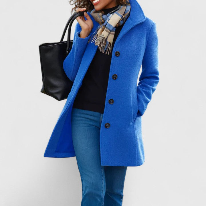 Effortless Wool Coat for Women with Lapel Collar Long Sleeve Single Breasted Relaxed Style