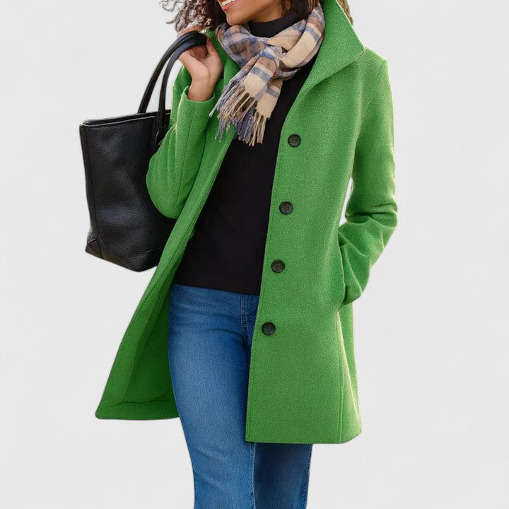 Effortless Wool Coat for Women with Lapel Collar Long Sleeve Single Breasted Relaxed Style