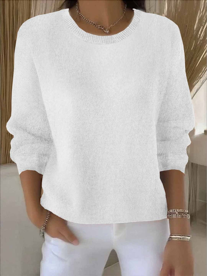 Comfortable Ribbed Sweater for Women with Crew Neck Long Sleeve Relaxed Oversized Knit Style