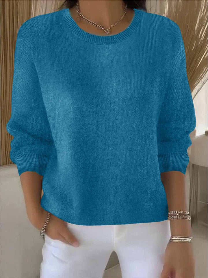 Comfortable Ribbed Sweater for Women with Crew Neck Long Sleeve Relaxed Oversized Knit Style