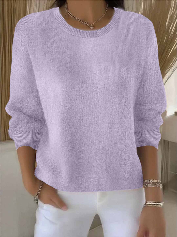Comfortable Ribbed Sweater for Women with Crew Neck Long Sleeve Relaxed Oversized Knit Style