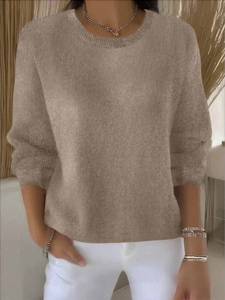 Comfortable Ribbed Sweater for Women with Crew Neck Long Sleeve Relaxed Oversized Knit Style