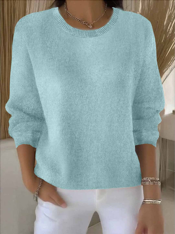 Comfortable Ribbed Sweater for Women with Crew Neck Long Sleeve Relaxed Oversized Knit Style