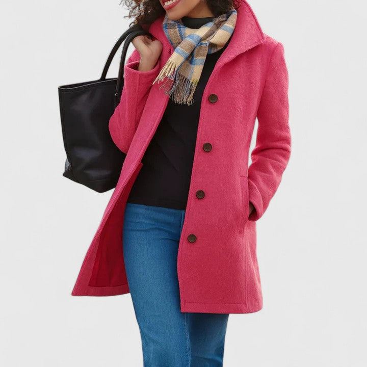 Effortless Wool Coat for Women with Lapel Collar Long Sleeve Single Breasted Relaxed Style