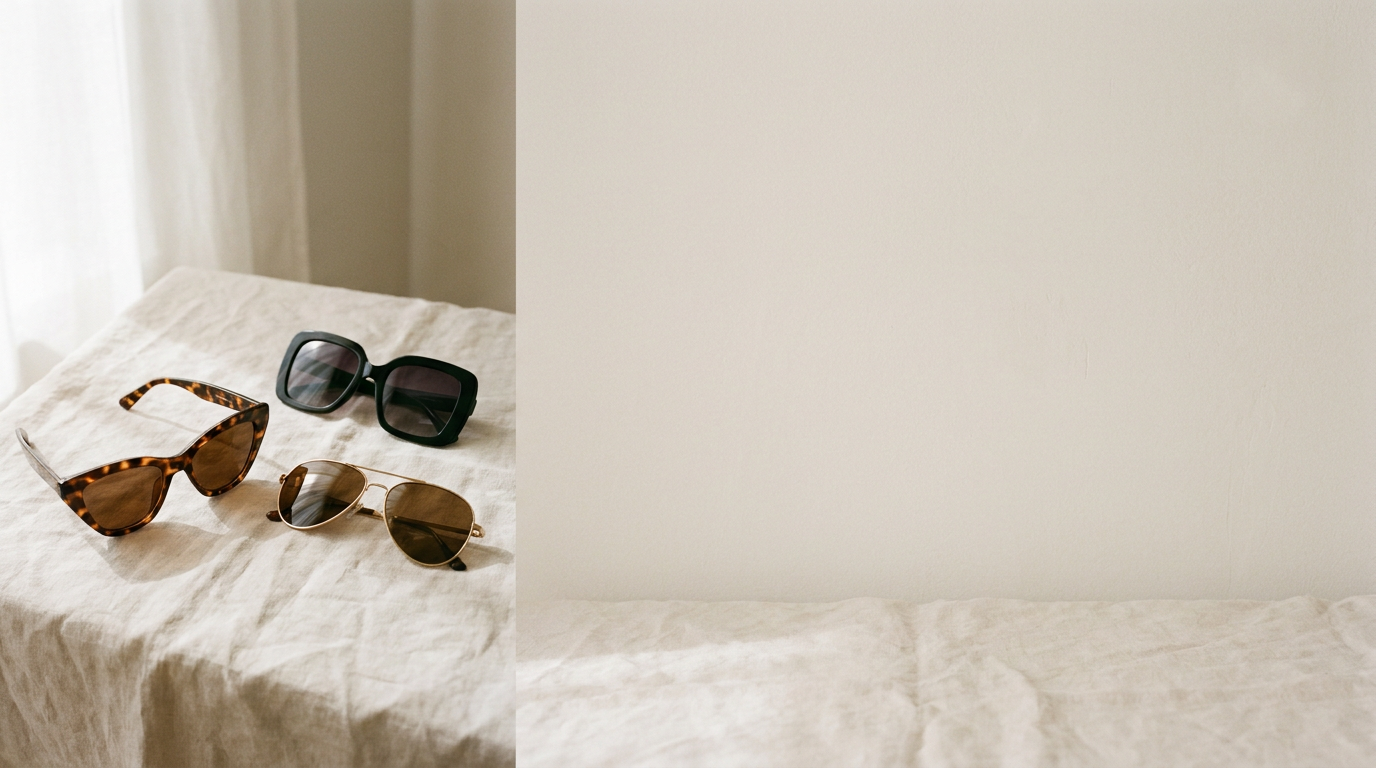Daniela Boutique sunglasses arranged on linen in natural light