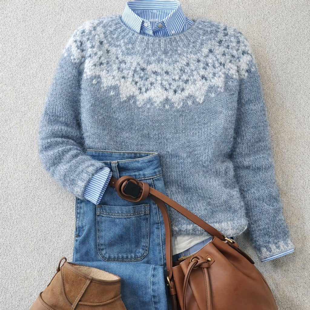 Comfortable Blue Fair Isle Sweater for Women