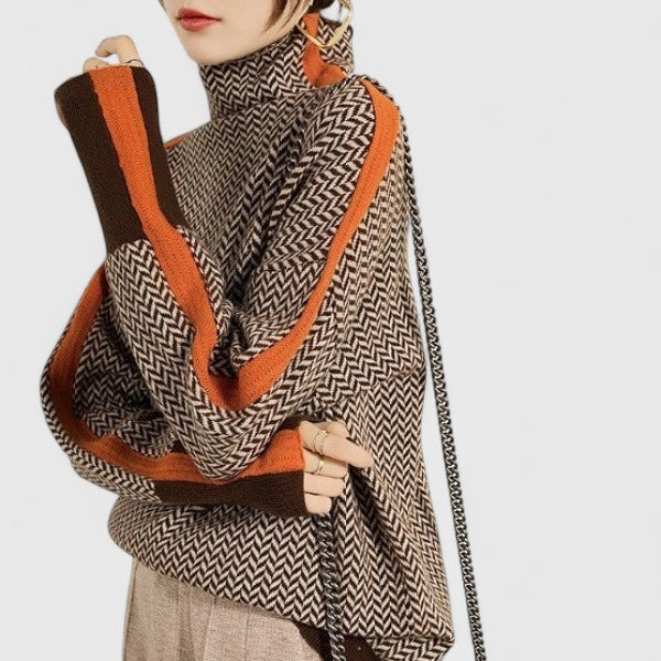 Comfortable Herringbone Print Sweater for Women – view 2