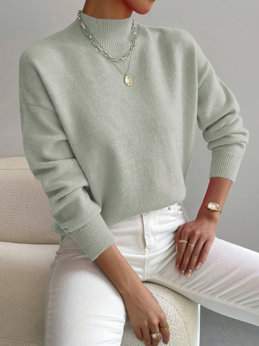 Comfortable Mock Neck Sweater for Women