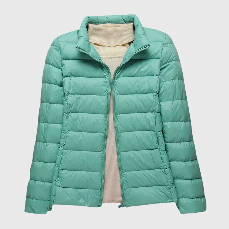 Effortless Quilted Puffer Jacket for Women with Hooded Long Sleeve Zip Front Lightweight Casual Style