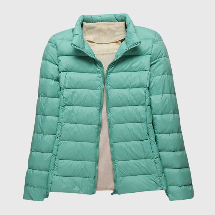Effortless Quilted Puffer Jacket for Women with Hooded Long Sleeve Zip Front Lightweight Casual Style