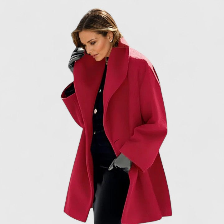 Effortless Wool Coat for Women with Shawl Collar Long Sleeve Draped Relaxed Oversized Style