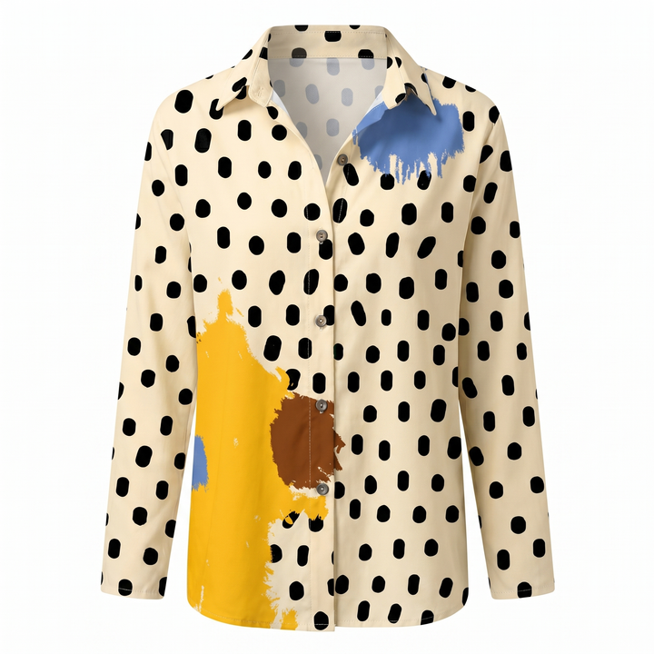 Effortless Floral Blouse for Women with Collar Long Sleeve Button Front Relaxed Flowing Style