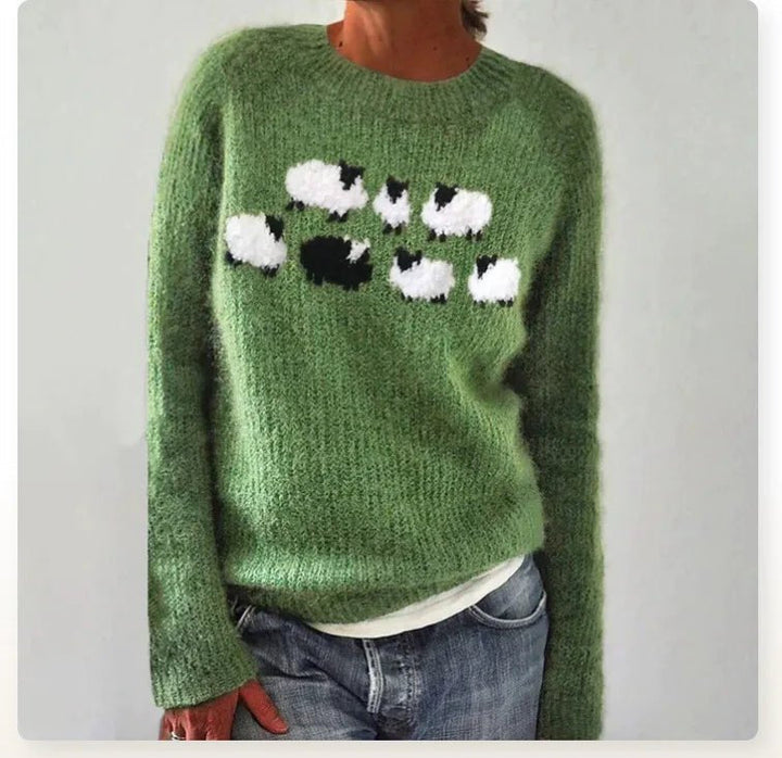 Comfortable Fair Isle Knit Sweater for Women with Boat Neck Long Sleeve Relaxed Oversized Style